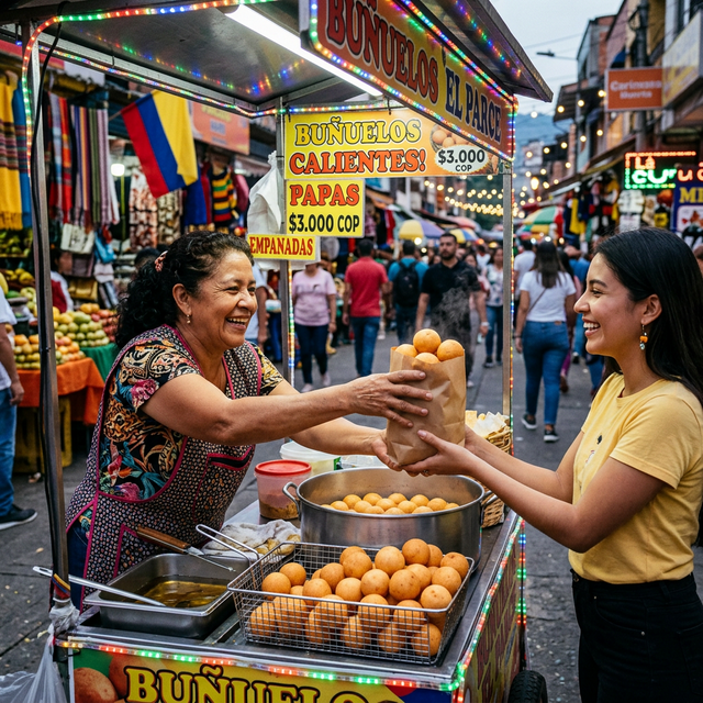 Assortment of buñuelos on a wooden table