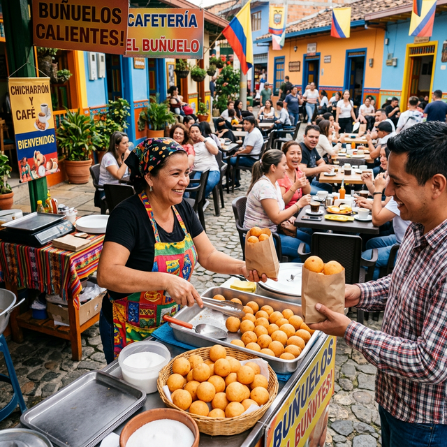 Colombian cafeteria with buñuelos