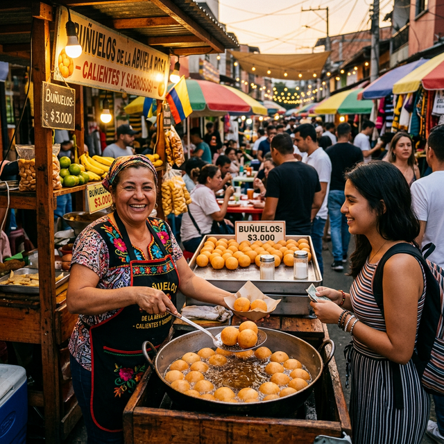 Bakery display with buñuelos